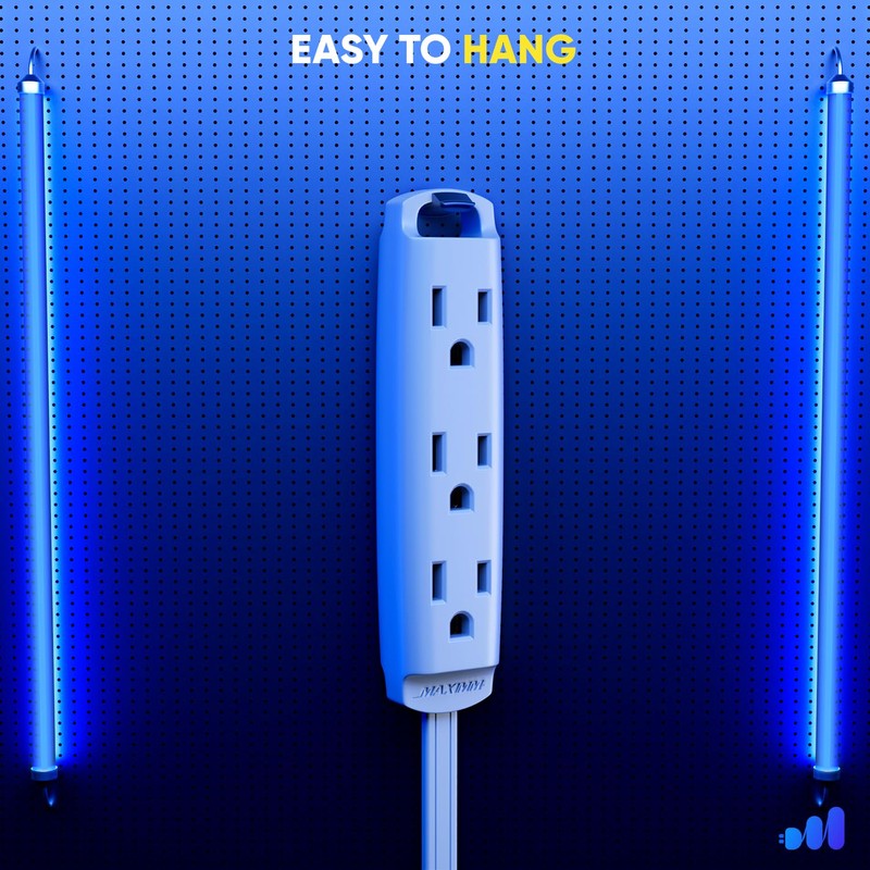 Maximm 25 Ft White 360° Rotating Flat Plug Extension Cord