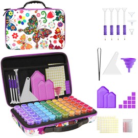 ZORETCO Diamond Painting Storage Box, 60 Slots Bead Storage Containers with Tools Kit for Diamond Art Accessories Beads Organizer Craft Jewelry