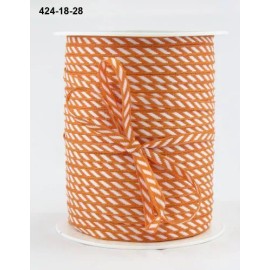 MAY ARTS RIBBONS~SOLID DIAGONAL STRIPE~ORANGE & WHITE~1/8TH INCH WIDE X 3 YARDS!