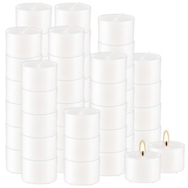Set of 50 White Scented Tealight Candles Bulk, Vanilla Fragrance Wax with Clear Container, for Restaurant Dinner Weddings Baby Showers, Long Burning, 8 Hours