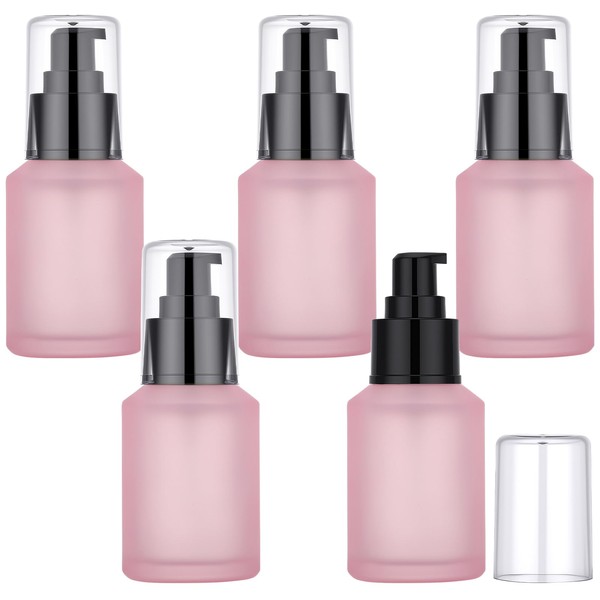 Segbeauty 2oz Frosted Glass Refillable Pump Bottles for Toiletries, 5pcs