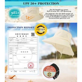 TOP-EX XL/XXL Women's Sun Hat Cotton UPF 50+ Sun Protection Summer Hat with Neck Protection for Women Wide Brim Outdoor Garden Hat Foldable, beige