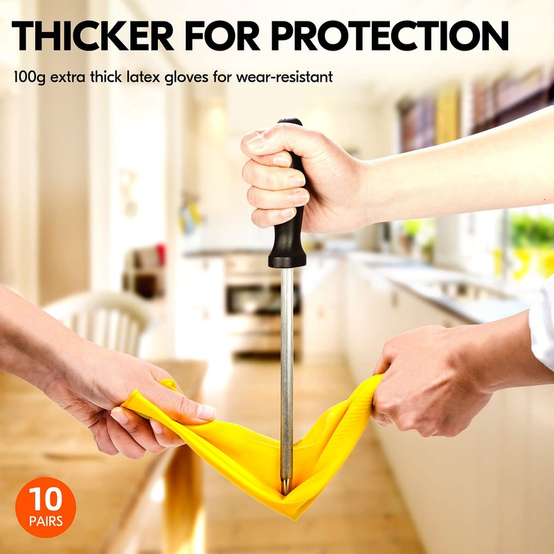 Vgo... 10pairs Household Cleaning Gloves Reusable, Gloves Rubber Long Sleeves