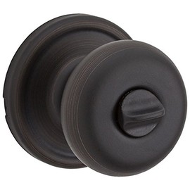 Kwikset Hancock Interior Privacy Door Knob with Lock, Door Handle For Bathroom and Bedroom, Venetian Bronze Keyless Turn Lock Doorknob, with Microban Protection