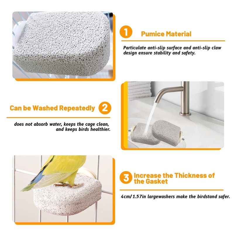 4 Pack Bird Beak Grinding Calcium Stone, Parrot Cage Perch