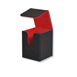 Premium Trading Card Case – Fits 100+ Sleeved Cards, Secure Hard Shell Deck Box for Collectible Cards, Compatible with MTG, TCG, and More (Black-Red)