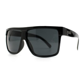 Kush Pot Logo Large Squared Flat Top Mobster All Black Gangster Sunglasses