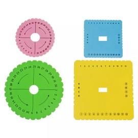 Craft County 4 Piece Kumihimo Disk Set - 2 Square 2 Circle - Jewelry Cord Braiding Technique