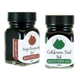 Monteverde 60ml Core Fountain Pen Ink Bottle (30ml Napa Burgundy Ink Bottle G309NB, 30ml California Teal Ink Bottle G309CT)