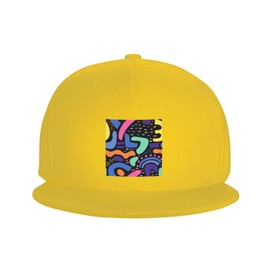 QIZYOQA Colorful Abstract Seamless Pattern Snapback Hat Adjustable Solid Color Flat Bill Hat Baseball Cap for Men Women