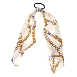 Gothic Cuban Link Hair Elastics，Rabbit Bunny Ear Bow Bowknot Scrunchie Ponytail Scarf Scrunchies for Women Girls