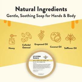 ECZEMA HONEY Gentle Oatmeal and Lavender Soap - Natural Eczema Body Wash - Daily Gentle Soap for Dry, Itchy, Sensitive, & Irritable Skin (3.3 Oz)
