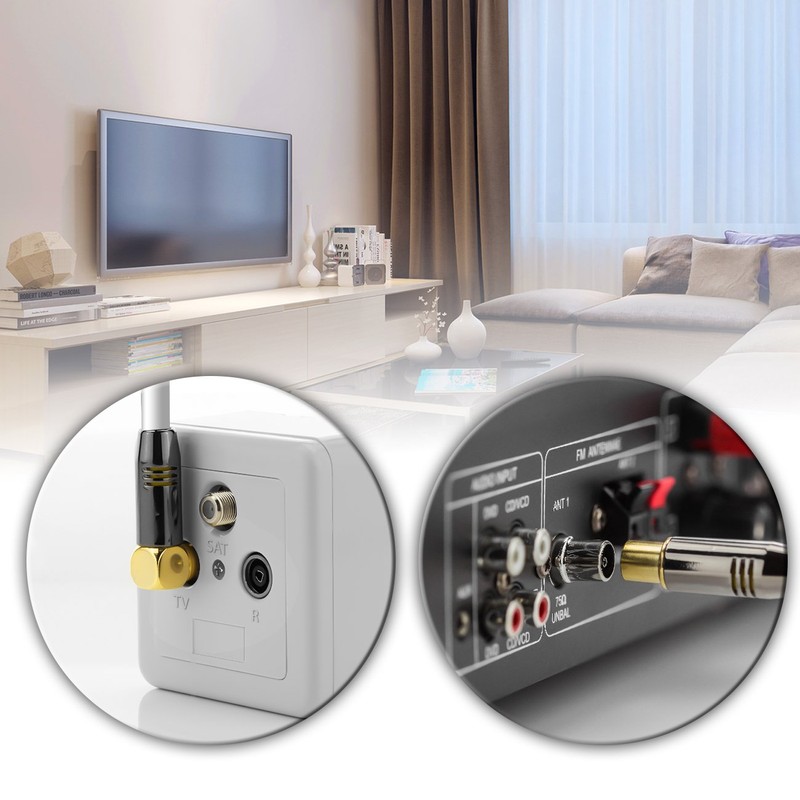 Deleycon TV Cable - Straight Plug / Socket 90° -