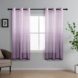 DWCN Net Curtains for Windows Purple Gradient Curtains for Bedroom Voile Curtain Sheer Curtains for Living Room Eyelet Curtains 46 x 54 Inch(Width x Length), 2 Panels