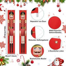 Figarge Nutcracker Christmas Decoration Nutcracker Christmas Banner Christmas Nutcracker Soldiers Banner Merry Christmas Banner Christmas Signs for Outdoor Front Door Porch