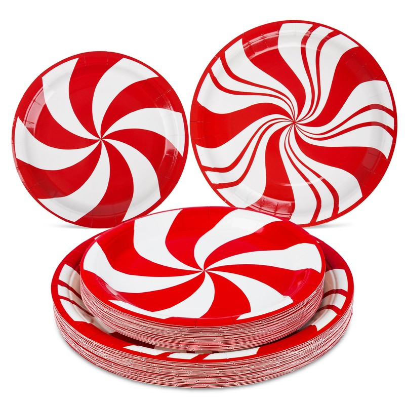 AimFun - 50 platos de papel de Navidad, platos de