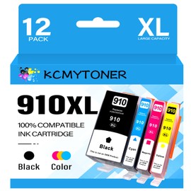 KCMYTONER 910XL Ink Cartridge Replacement for HP 910 XL Compatible with TR8620a TR8620 TS702a TS9520 TS9521C TR8520 TS6220 TS6320 TS8220 Printer(12 Combo Pack, Black Cyan Magenta Yellow)