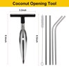 2 Pcs Coconut Opener Set with Reusable Stainless Steel Straws,