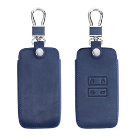 kwmobile Key Cover Compatible with Renault 4 Button Car Key Smart Key (only Keyless Go) - Faux Leather Car Key Fob Protector - Dark Blue