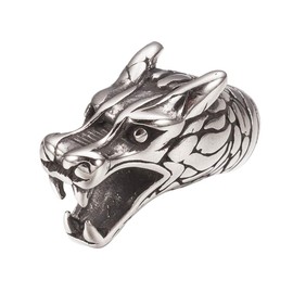 UNICRAFTALE 10pcs Stainless Steel Cord Ends Antique Silver Leather Cord Clasp Dragon Head End Clamp Clamp End for Leather Bracelets Making 23x10x12mm, Hole 5.5mm