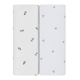 Ely's & Co. - Juego de sábanas impermeables para cuna con patente pendiente | Paquete de 2 bayas y lunares en racimo (azul)