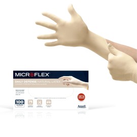 Ansell Medium Disposable Latex Gloves Pack of 100 Powder Free Textured Grip