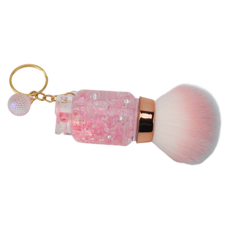 2pcs Loose Powder Brush with Keychain Transparent Handle Synthetic Shed