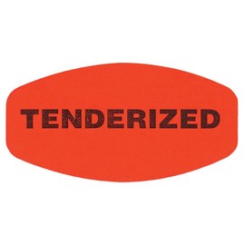 Tenderized Labels Fluorescent Red Grabber Grocery Store Labels Black Imprint - 1 3/8"L x 7/8"H 1000 Per Roll