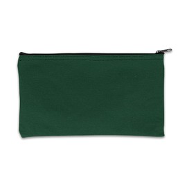 14 oz Forest Green Canvas Zipper Bag- 11 x 6 - Compact Zipper Pouch - Multipurpose Utility Bag - Tool Bag - Pack of 7