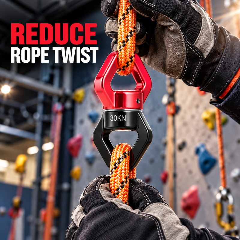 30kN 360° Climbing Swivel, Aluminum Magnesium Rope Rotator Connector for