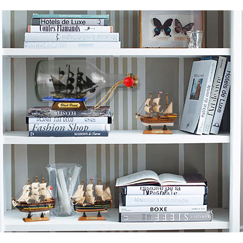 SAILINGSTORY Pirate Ship in a Bottle Ship Model Black Pearl