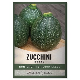 Round Zucchini Seeds for Planting Heirloom, Non-GMO Vegetable Summer Squash Container Variety- 3 Grams Seeds Great for Summer Garden by Gardeners Basics