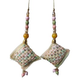 Silver Gold Multi Handmade Ethnic Lehenga Latkan Beaded Blouse Tassels Salwar Kameez Saree Latkans Accessory Craft Sewing 1 Pair (Multi)