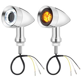 Benlari Motorcycle Bullet 48 LEDs Front Turn Signal Light SMD Blinker Indicator Fit for Honda Yamaha Suzuki Kawasaki Harley Sportster(Chorme/White and Amber Light)