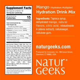 NutraGeeks Vegan Electrolytes Powder Packets – Sugar-Free Electrolytes for Instant Hydration – Hydration Powder with Elderberry & Mango Flavors – No Sugar, 12 Servings