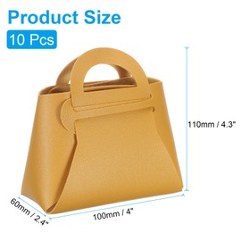 uxcell 10Pcs PU Leather Yellow Gift Boxes with Handles, 4 x 2 x 4.3 Party Favor Bag with Ribbon Reusable Candy Gift Boxes for Weddings Bridal Baptisms Party Decoration