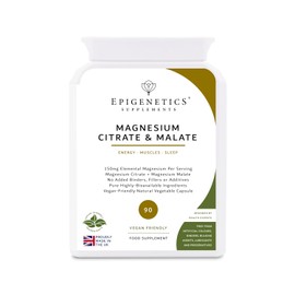 Magnesium Citrate & Malate 150mg | Elemental Magnesium for Energy, Muscles & Nervous System | 90 Vegan Capsules UK Made | 2 Capsules Daily (45 Servings)