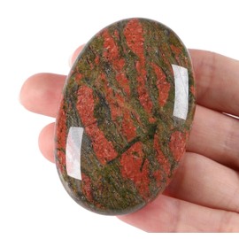 QINJIEJIE Large Unakite 2.4 Inch Oval Crystal Natural Crystals Gemstones Worry Stones Worry Stones Polished Stones Reiki Stones for Anxiety Relieve Yoga Meditation Decoration 1 Piece
