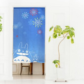 Noren Workshop 11574 Totoro Noren Ghibli Tapestry, Spring, Summer, Autumn, Winter, Width 33.5 x Length 59.1 inches (85 x 150 cm), Summer Memories