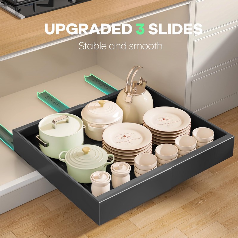 Seinloes 4 Pack Pull out Cabinet Organizer 21"Deep with Raising