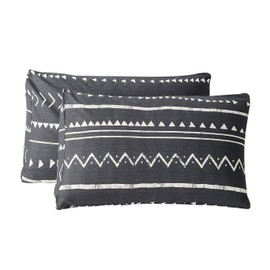 SUSYBAO 100% Cotton Pillowcases King Size Set of 2 Black Aztec Geometric Bed Pillow Covers Envelope Closure End Pillow Protectors Luxury Quality Soft Breathable Comfortable Easy Care, 20 in x 36 in
