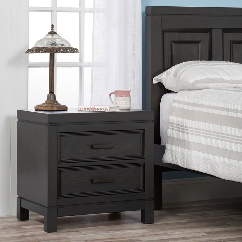 Soho Baby Manchester Premium Soft Closing 2-Drawer Nightstand, Smooth Black