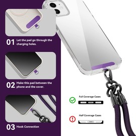 LH90H 3-in-1 Phone Lanyard – Convertible Crossbody, Neck, and Wrist Strap with Detachable Buckle – for Most Smartphones (Purple)