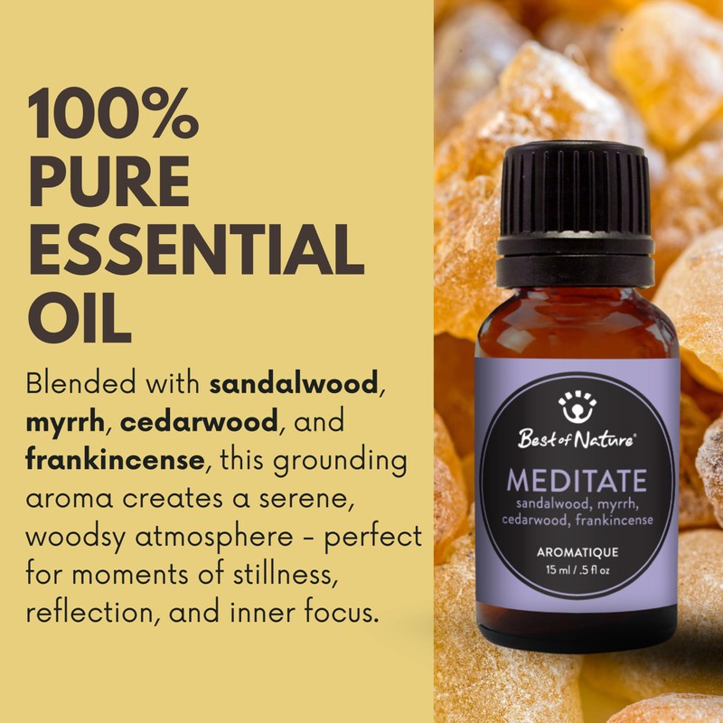 Best of Nature Meditate Essential Oil Blend – Sandalwood, Myrrh,