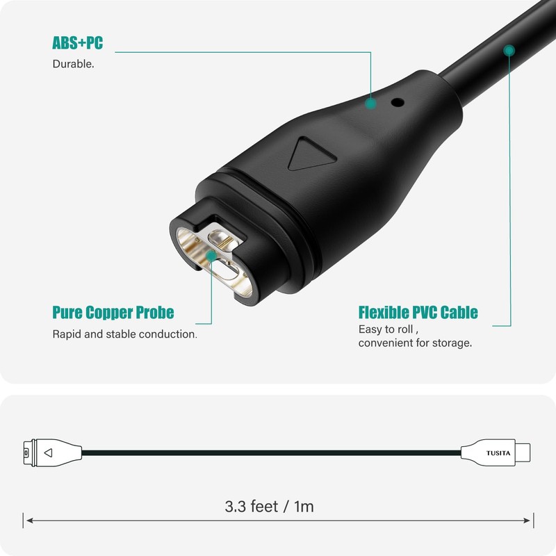 TUSITA USB-C Plug Charging/Data Cable Compatible with Garmin Watch -