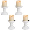 4 Pcs Wood Pillar Candle Holder Rustic White Candle Holder