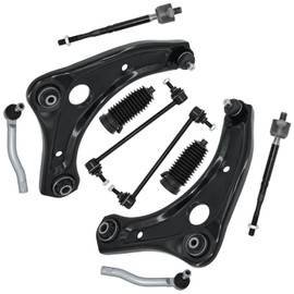 Frenzybro 10pcs Front Lower Control Arm with Ball Joint Sway Bar Tie Rod Boot Steering Suspension Kit#OEM K621576 K621577# Replacement for 13-17 Nissan Versa (12 Versa 1.6 S/SV/SL)14-17 Versa Note