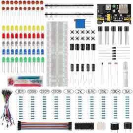 YOGONEV Kit de Electronica Adecuado para UNO R3,Incluyendo 830 Tie-Points Breadboard,Cable de Puente,Módulo de Fuente de Alimentación,Raspberry Pi,STM32,Resistencia Compatible con Arduino