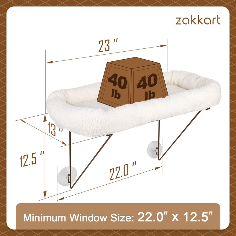 Zakkart Cat Window Perch - 100% Metal Supported from Below