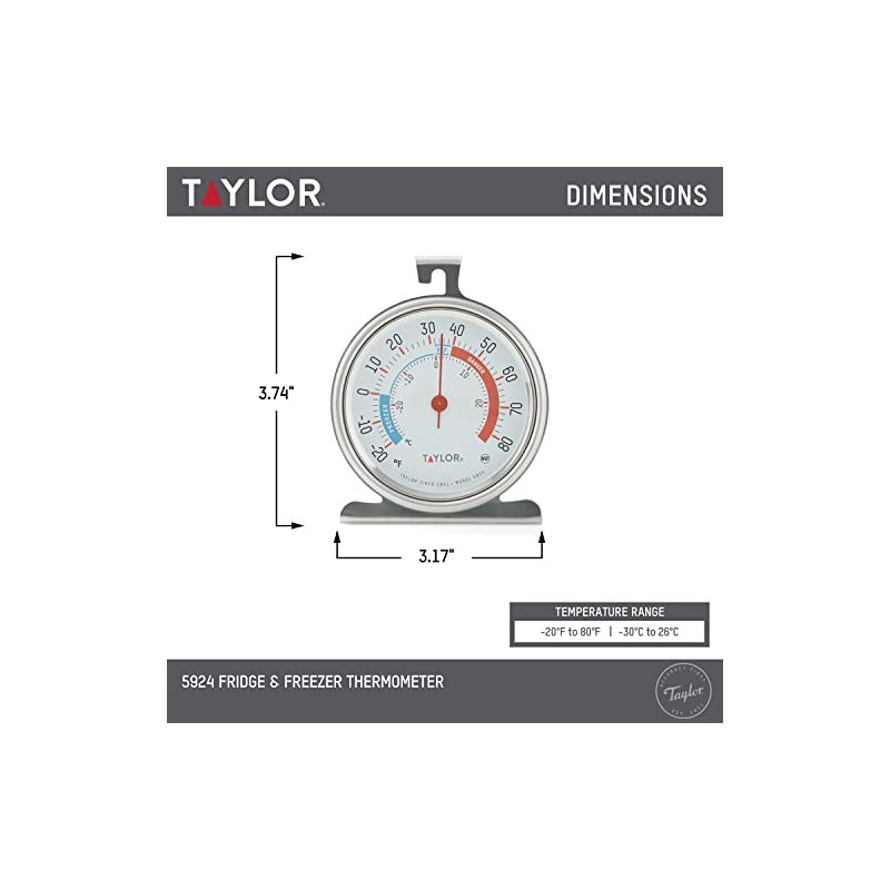 Taylor Precision Products 5924 Large Dial Kitchen Refrigerator and Freezer